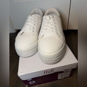 NIB Esprit Women's White Platform Bling Sneakers